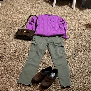 PAIGE Green Straight Leg Cargo Pants